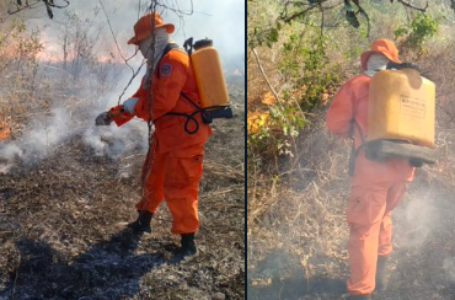 Cuerpo de Bomberos extingue incendio en maleza seca en Conchagua