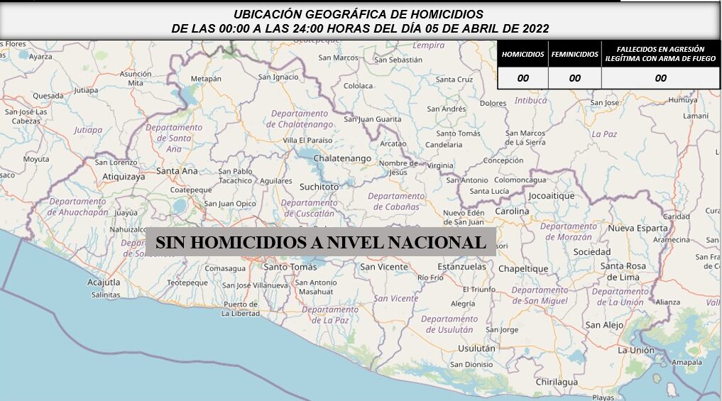 El Salvador registra otro día con cero homicidios
