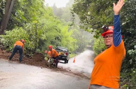 Habilitan paso de vehículos en ruta de Las Flores afectada por derrumbe de tierra