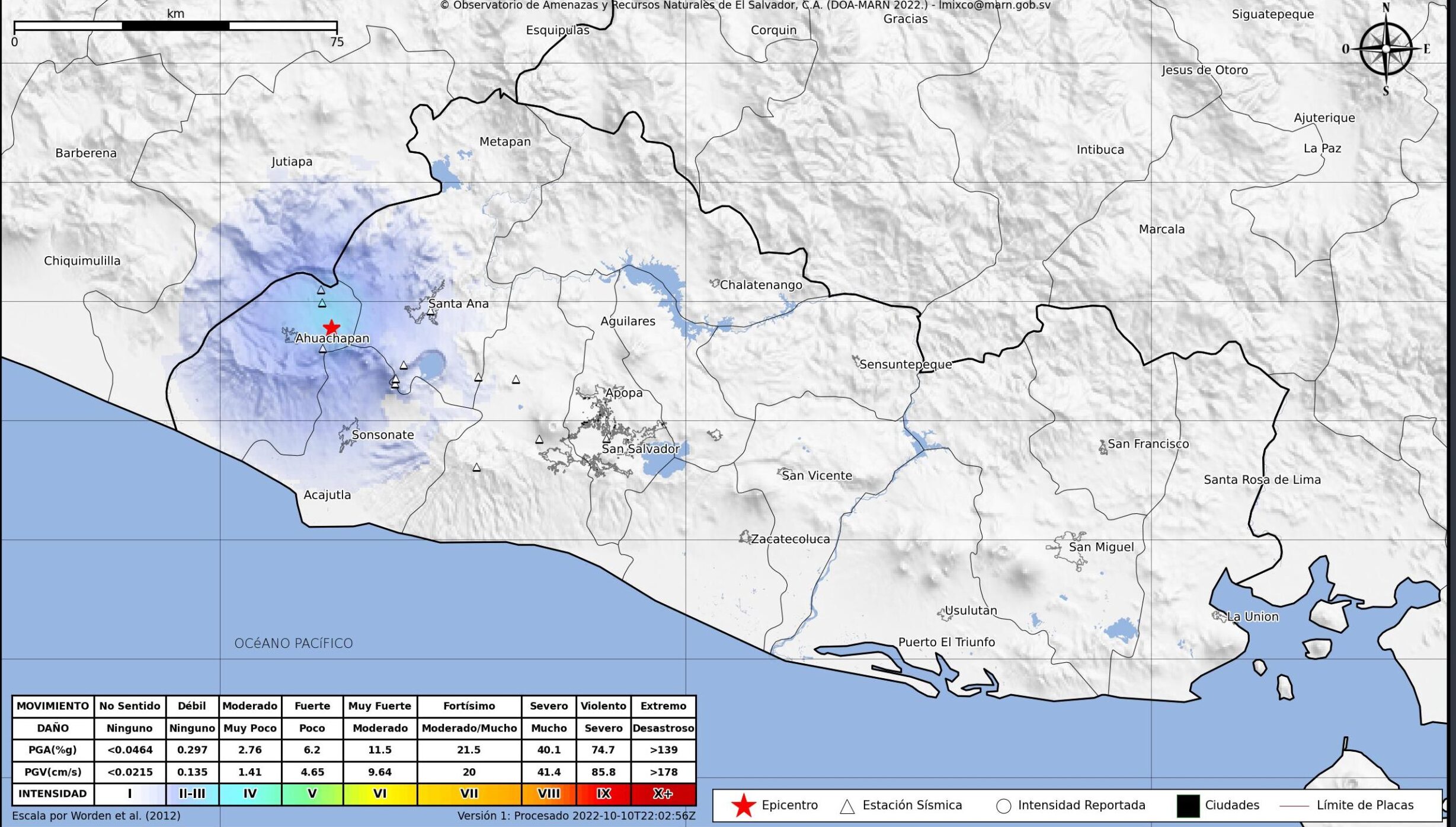 MARN reporta sismo de magnitud 2.9 entre Turín y Atiquizaya