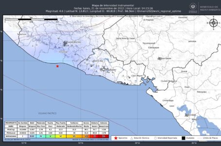 MARN registra sismo 4.6 ocurrido en la costa de Guatemala