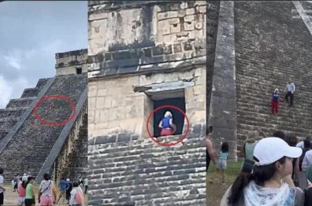 Mujer sube a pirámide de Kukulcán y turistas la insultan