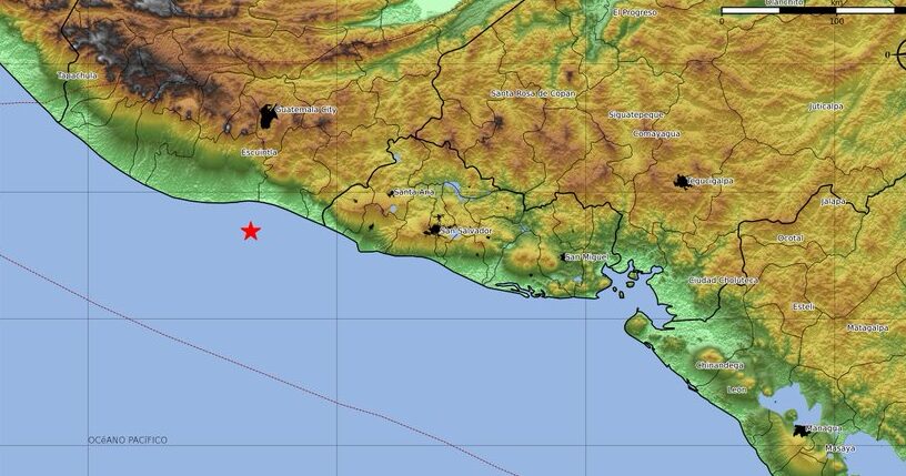 Registran sismo de 4.6 grados frente a costa de Guatemala