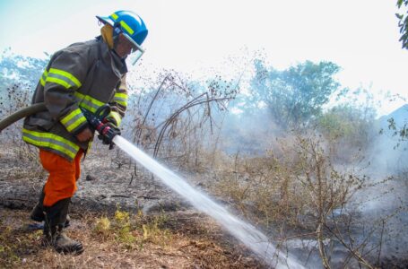 Bomberos apagan incendio de maleza seca en San Antonio del Monte en Sonsonate