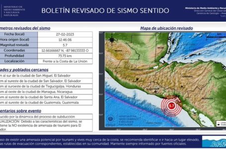 Sismo de 5.7 sacude el territorio salvadoreño