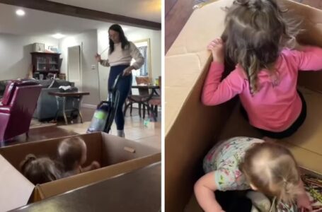 Madre se vuelve viral en redes tras encerrar a sus hijas en una caja para hacer los quehaceres del hogar