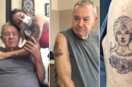 Nieta ayuda a su abuelo a tatuarse el rostro de su esposa fallecida 