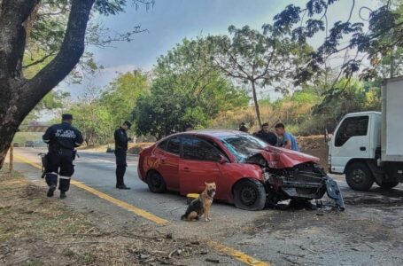 Conductora resulta lesionada tras impacta contra árbol en Comalapa