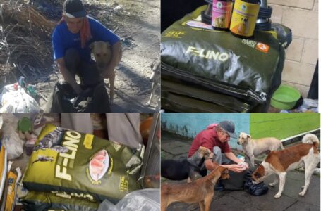 Bienestar Animal entrega ayuda a hombre que alimenta perros y gatos