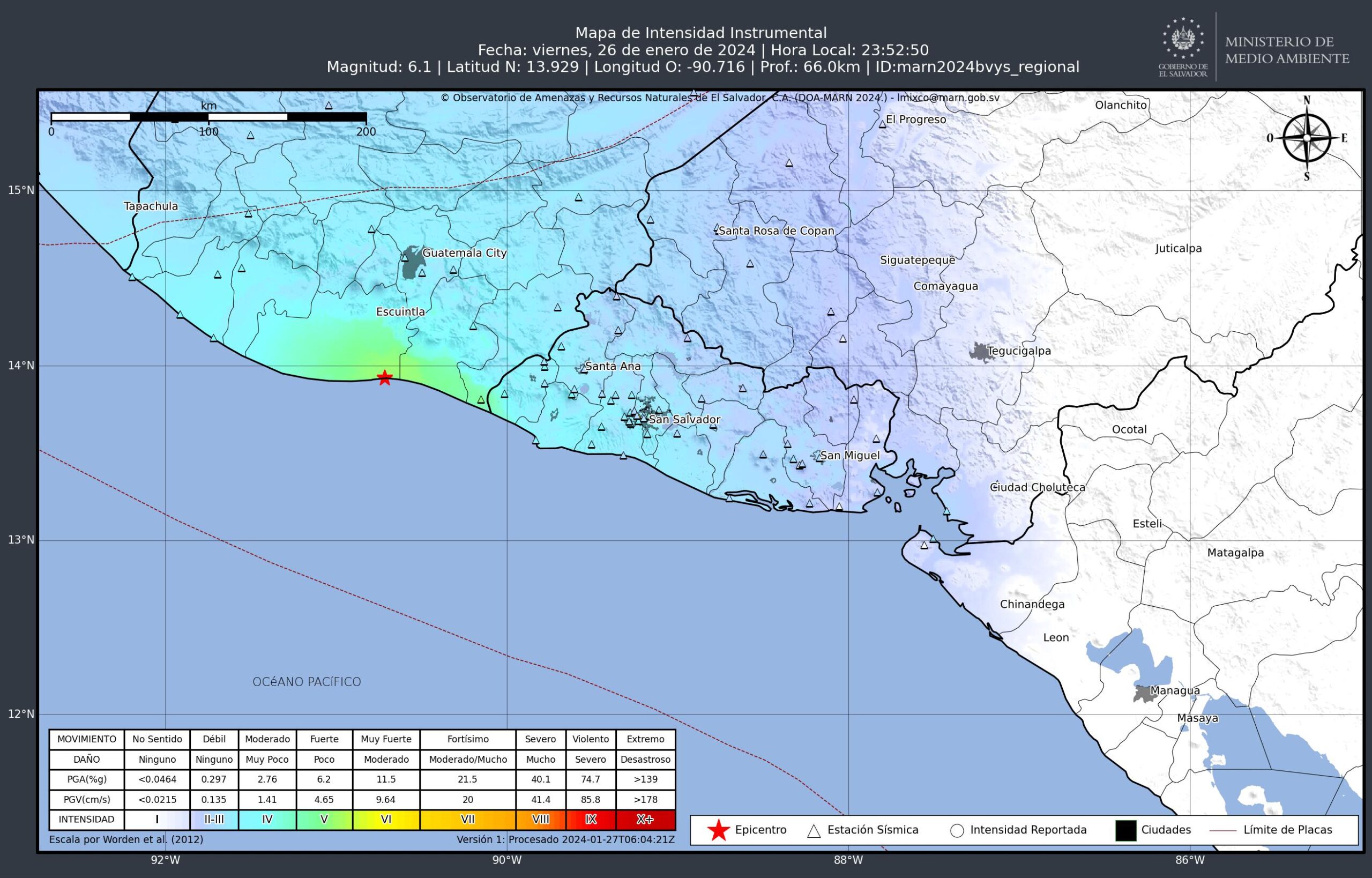 Sismo 6.1 con epicentro en Guatemala sacude El Salvador